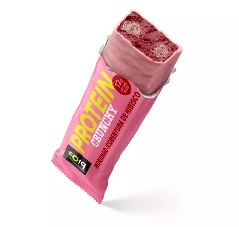 BARRA DE PROTEÍNA VEGANA CRUNCHY MORANGO COM COBERTURA DE HIBISCO 50g - comprar online