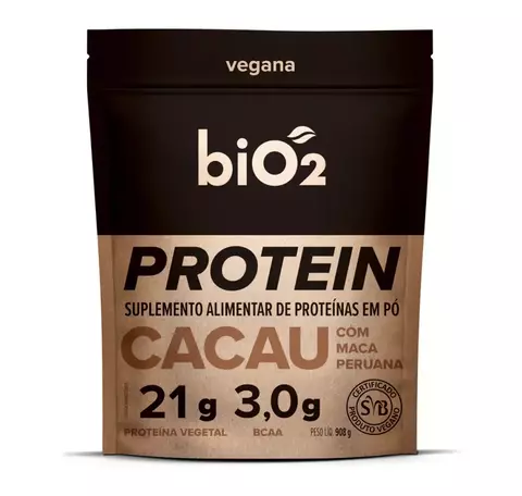Proteína Vegetal de Arroz e Ervilha Sabor Cacau e Maca Peruana Vegana e Sem Glúten biO2 908 g