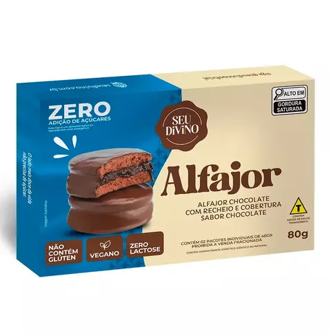 Alfajor Zero Açúcar Baunilha 80g Recheio e Cobertura de Chocolate Zero Açúcar -Vegano, Sem Glúten e Lactose - comprar online