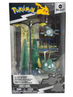 Figura Pokémon Select Magnemite + Trubbish Ambiente Calle Urbana