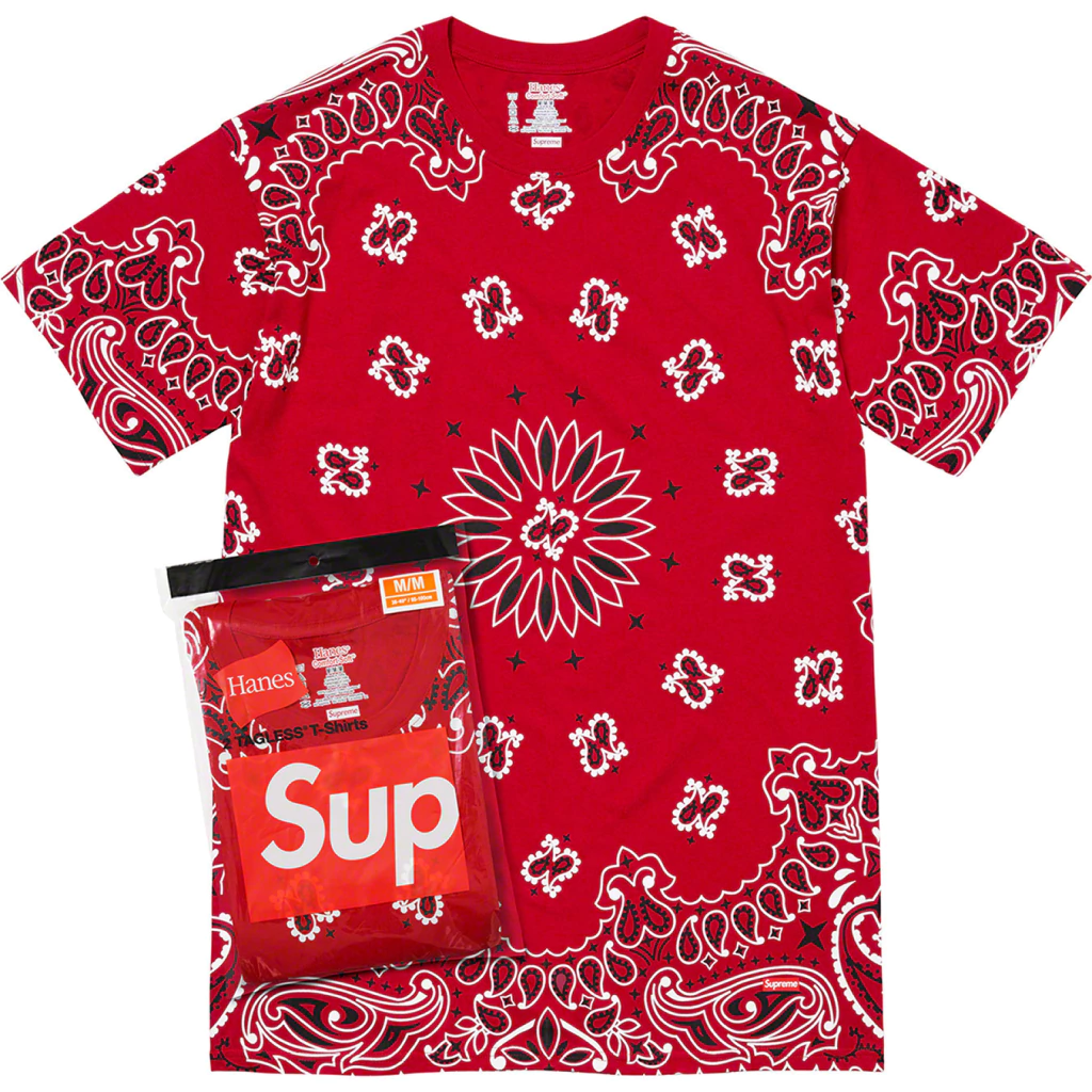Remera Interior Supreme x Hanes Tagless Red 2 Pack