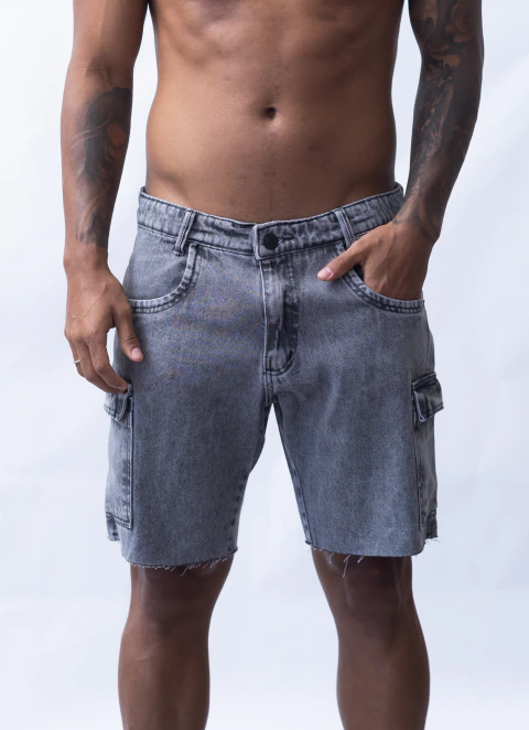 BERMUDA JEANS CARGO ESTONADA S/BARRA