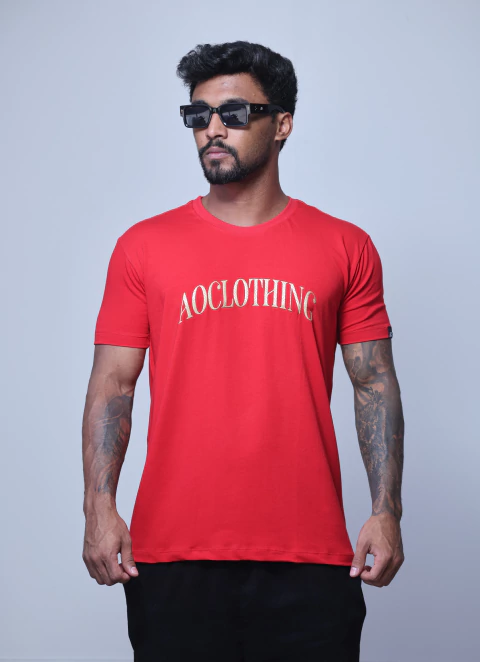 LONG VERMELHA APLIQUE DOURADO #