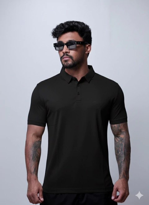 POLO TECNOLOGICA PRETA BOTÕES