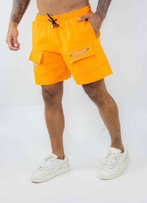 BERMUDA MOLETOM CARGO LARANJA