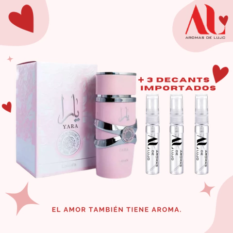 Combo Especial Perfume Yara Rosa + 3 Decants Importados