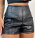 Short couro ziper