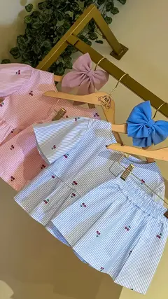 Conjunto Short saia cereja