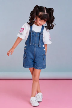 Jardineira Jeans Borboletas - comprar online