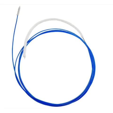 Escova para secagem de endoscópio com cabo azul e ponta branca, ideal para limpeza em CME.