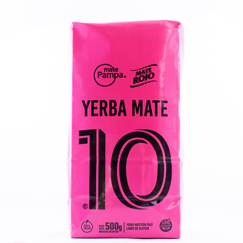Paquete de yerba mate 10 Tradicional, la yerba de Messi, de 500 gramos rosa