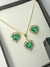 Conjunto de coração zircônia verde folheado - comprar online