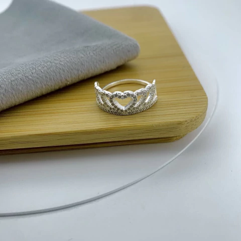 ANEL COROA CORAÇÃO CRAVADO