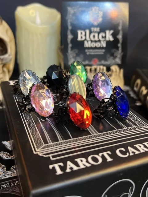 ANILLO AMELIE XL BLACK GEMA FACETADA