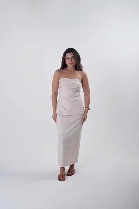 Saia midi Bella bege