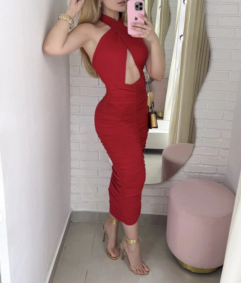 Vestido Midi - suplex com poliamida - M G - Ref: - 1833 - comprar online