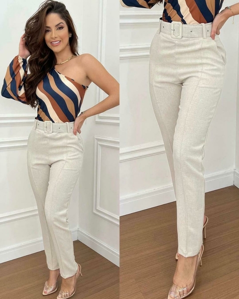 Calça Linho com cinto - Ref: 132 - comprar online
