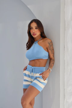 Conjunto azul tricôt