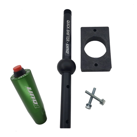 ALAVANCA ENGATE RÁPIDO GO BABY EM ALUMINIO CURTA + MANOPLA DE CAMBIO BILLET COM BOTÃO VERDE