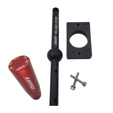 ALAVANCA ENGATE RÁPIDO GO BABY EM ALUMINIO LONGA + MANOPLA DE CAMBIO BILLET SEM BOTÃO VERMELHA