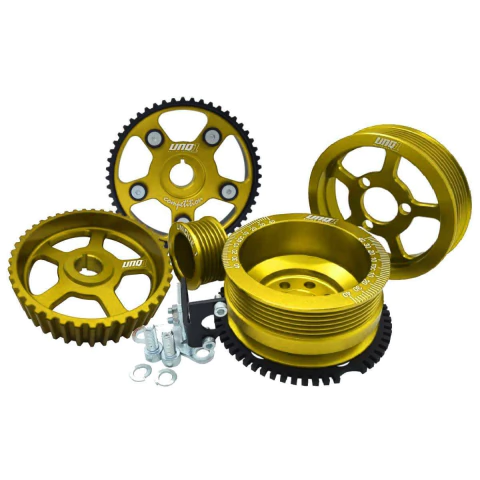 KIT COMPETITION 5 POLIAS 20V ADAPTADO EM BLOCO AP 8V ALTERNADOR 27MM CORREIA POLY V DOURADO