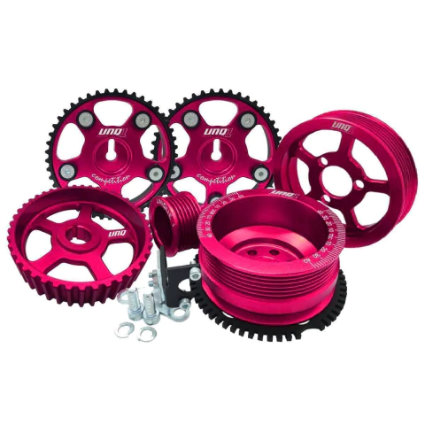 KIT COMPETITION 6 POLIAS 20V ADAPTADO EM BLOCO AP 8V 2 POLIAS DE COMANDO ALTERNADOR 27MM CORREIA POLY V ROSA