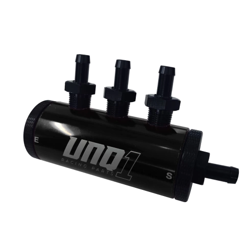 DIVISOR DE COMBUSTIVEL COM 3 ENTRADAS ESPIGÃO 3/8" E 1 SAÍDA ESPIGÃO 1/2" PRETO