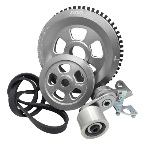 KIT RODA FÔNICA STD + ALTERNADOR COM BOMBA HI VOLUME VW A AR POLY V MODELO 01 PRATA