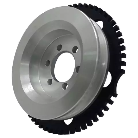 POLIA RODA FÔNICA 100MM AP 8V SEXTAVADA CORREIA SIMPLES V 6 FUROS SEM ANODZAÇÃO