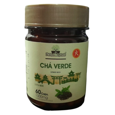 Chá verde extrato seco Folhas e Raizes 60 caps - comprar online