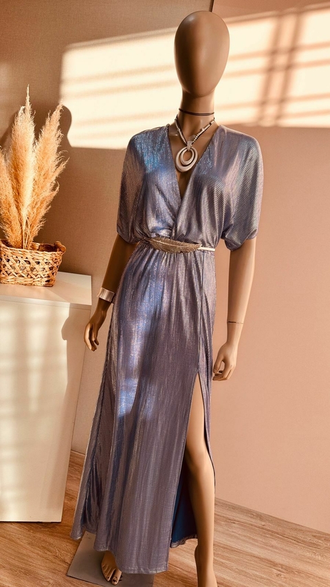 VESTIDO FOIL MANGA CAIDA