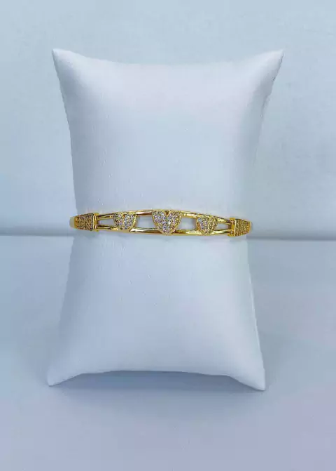 Bracelete coração cravejado - 1076