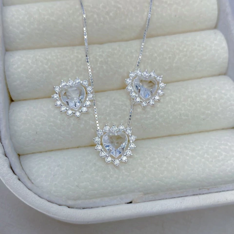 Conjunto Coração Zircônia - comprar online