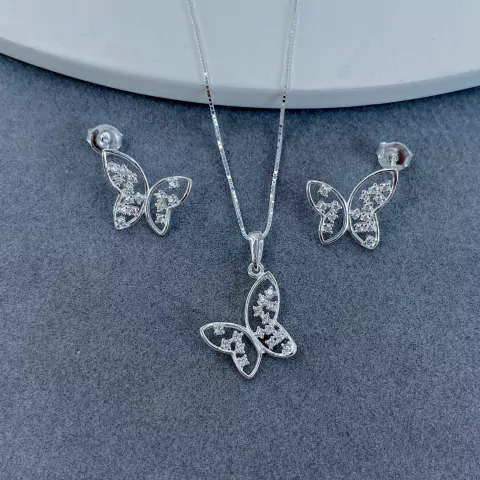 Conjunto Borboleta - Prata 925 (30798)
