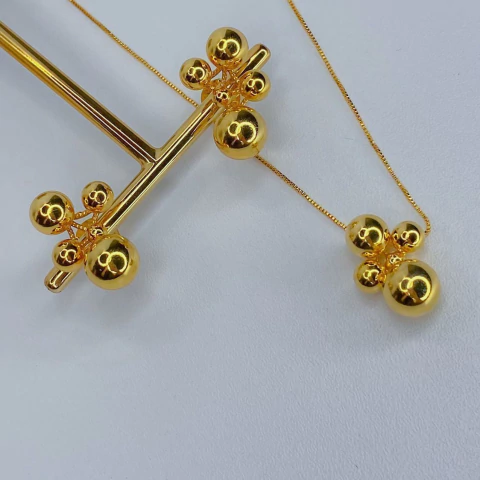 Conjunto Bolas - Semi joia em Ouro 18k com Zircônias