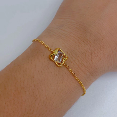 Pulseira Elegante - Semi joia em Ouro 18k com Zircônias