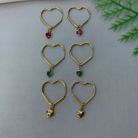 Argolas Coração c/ Pingentes -35519