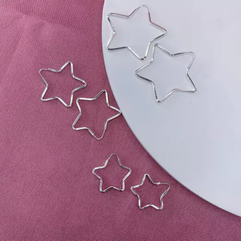 Argola Estrela Lisa - Prata 925