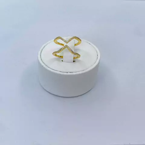 Anel largo vazado cravejado - 10215