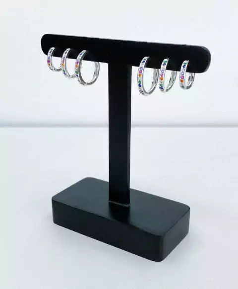 Argola Cravejada Colorido (P/M/G) - Prata (2429)