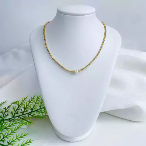 Gargantilha Canudo Com Pingente Pérola - 19549