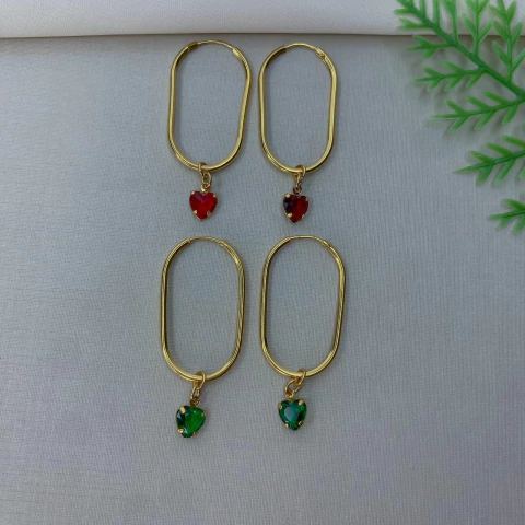 Argolas Oval c/ Pingentes - 35552