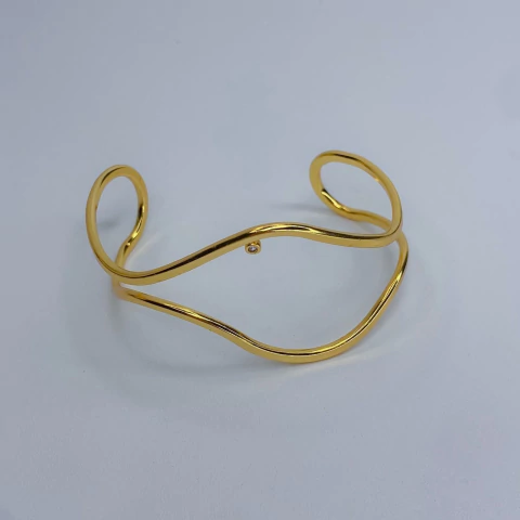 Bracelete Orgânico - Semi joia em Ouro 18k com Zircônias