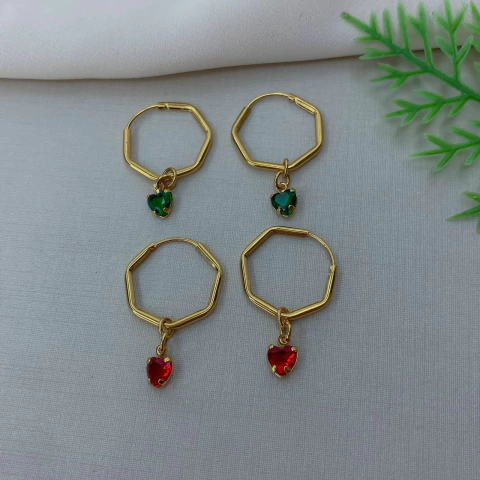 Argolas Hexagonal c/ Pingentes - 5897