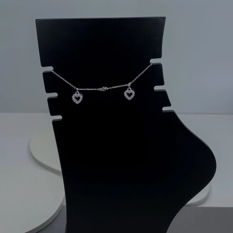 Tornozeleira 2 Corações (Prata925) - 30073