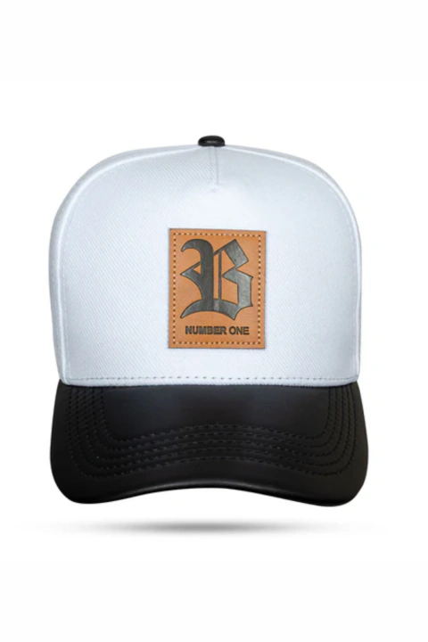 BONÉ BLCK SNAPBACK BRANCO ABA COURO NUMBER ONE