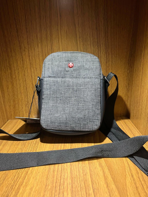 Bag Lateral Tecido Cinza c/ Preto