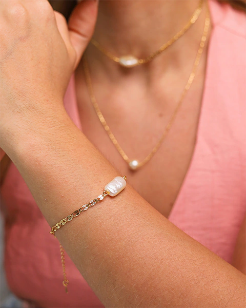 Pulseira Diamantada com Pérola