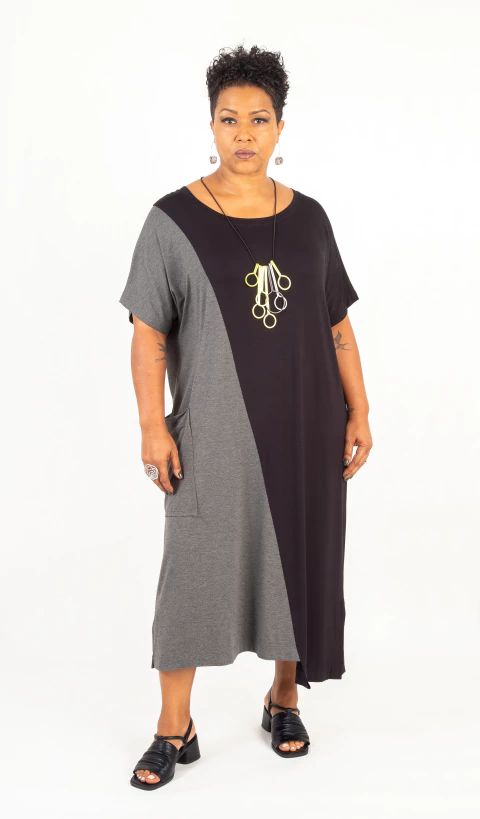 VESTIDO AMPLO BICOLOR - comprar online