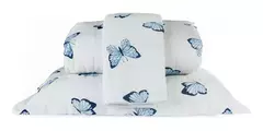 Kit Cobre Leito Borboletas Azuis 3 peças - Thy Home Decor